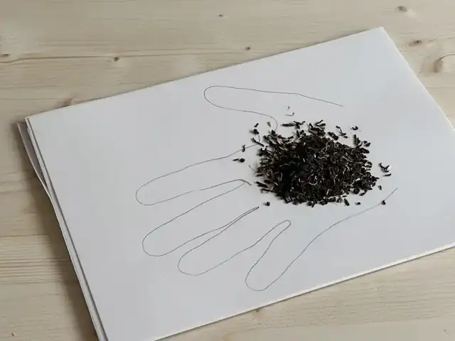 Brew 2 loose leaf amount shown in palm of hand - about a heaped tablespoon