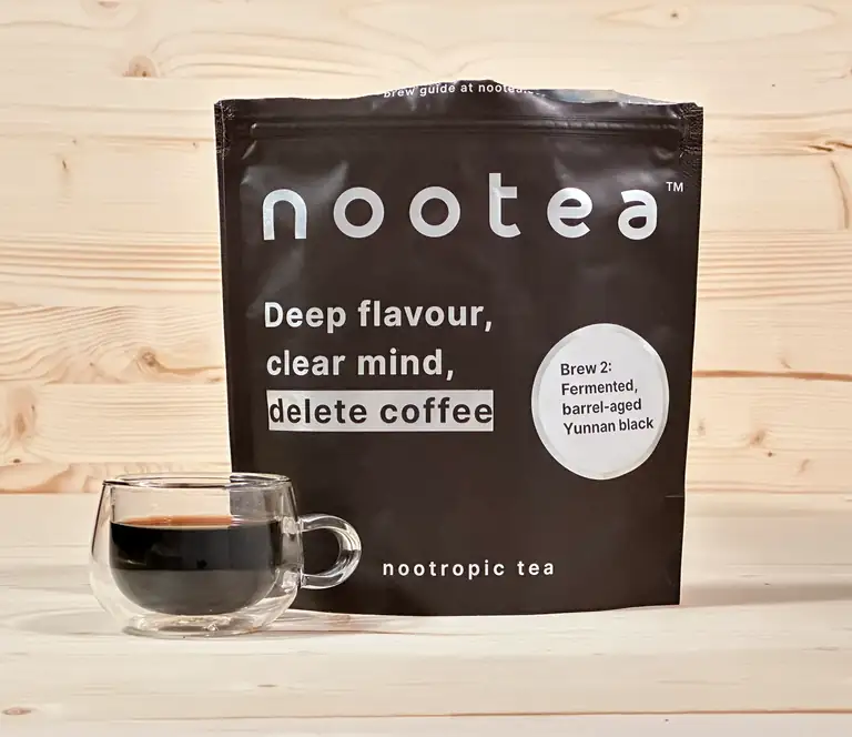 NooTea Brew 2 pouch — a coffee alternative made from fermented tea and Lion's Mane