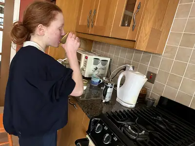 NooTea co-founder Klara tasting the brew